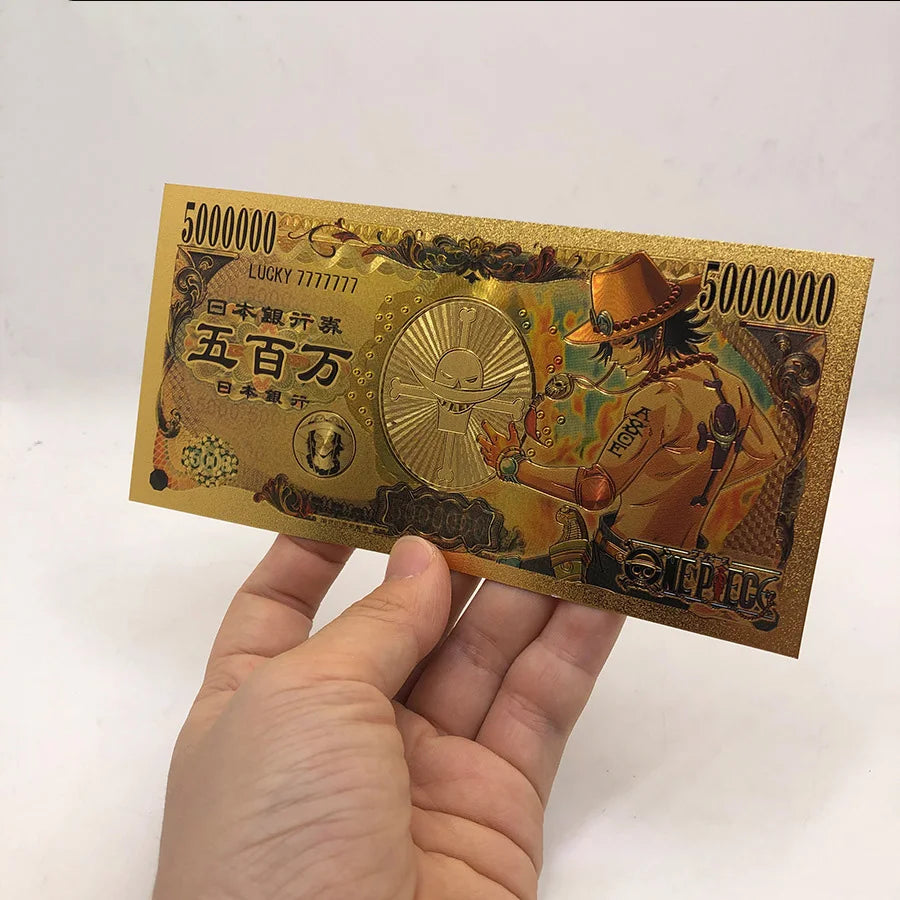 Anime One Piece Toy Golden Cards PVC Zoro Luffy Nika 10 Kinds New Commemorative Banknote Collections Toys Gifts For Party