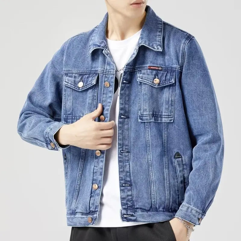 Men Black Denim Jacket Men's All-Match Korean Casual Fashionable Male Work Jacket Shirt Top New