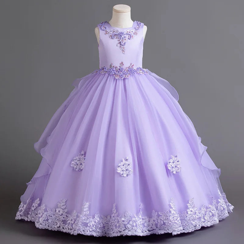 Girls' Trail Party Dress Elegant Girls' 3-10 Year Old Model Walk Party Dress 2023 New Christmas Dress