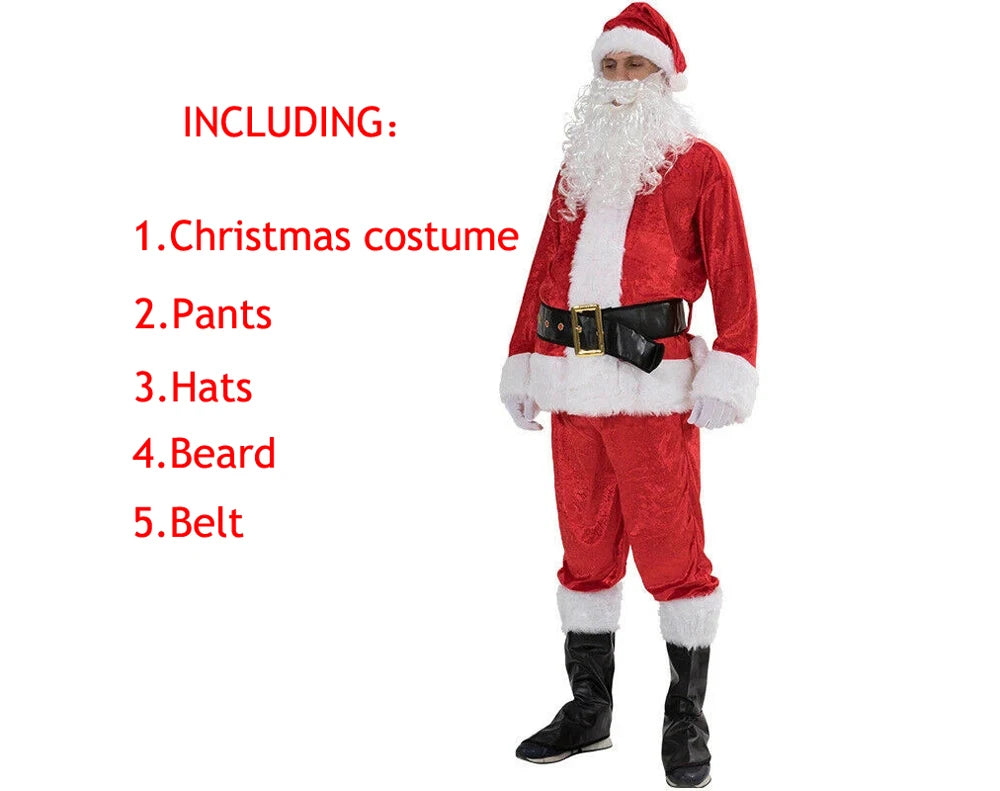 DIMUSI Santa Claus Cosplay Costume Daddy In Costume Clothes Dressed At The Christmas Of Men Five Buns/lot Suit For Warm Adults