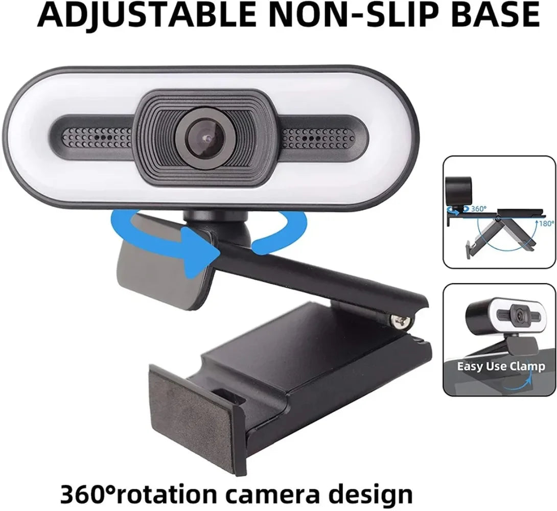 Portable Full HD 1080P 2K 4K Webcam PC Laptop Auto Focus Webcam Live Streaming Flexible with Microphone Live Broadcast with Light