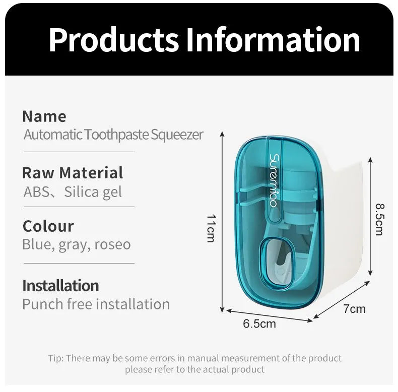 Automatic Toothpaste Dispenser Bathroom Accessories Wall Mount Lazy Toothpaste Squeezer Toothbrush Holder