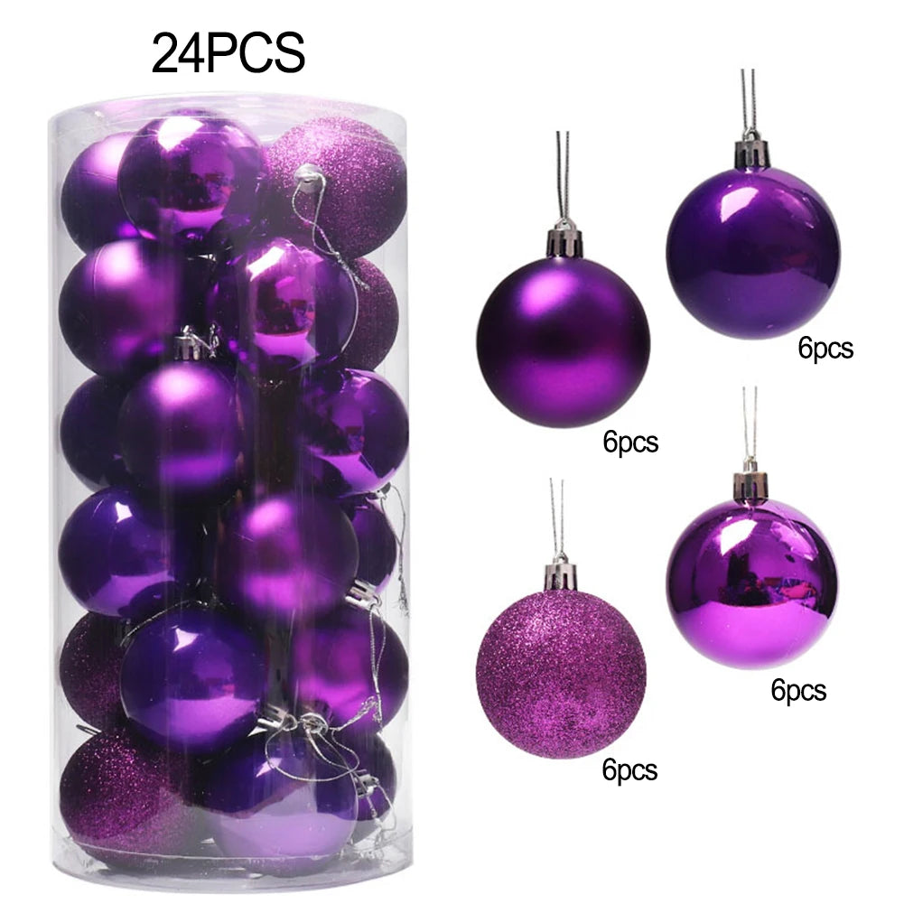 Xmas Party Decor 24Pcs Christmas Ball Bridal Shower Party For Christmas Tree Decoration Hanging Decor Pink Red Silver Blue