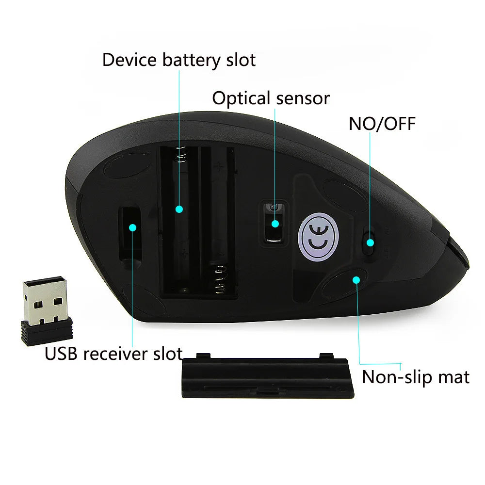 2.4G Wireless Mouse Vertical Ergonomic Mouse Gamer Right Hand USB Gaming Computer Mice for PC Laptop Home Office