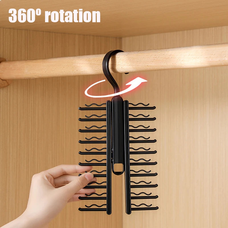 20 Row Men's Tie Storage Rack Adjustable Tie Hanger Rack Multifunctional Scarf Hanger Closet Holder Household Organizer Rack