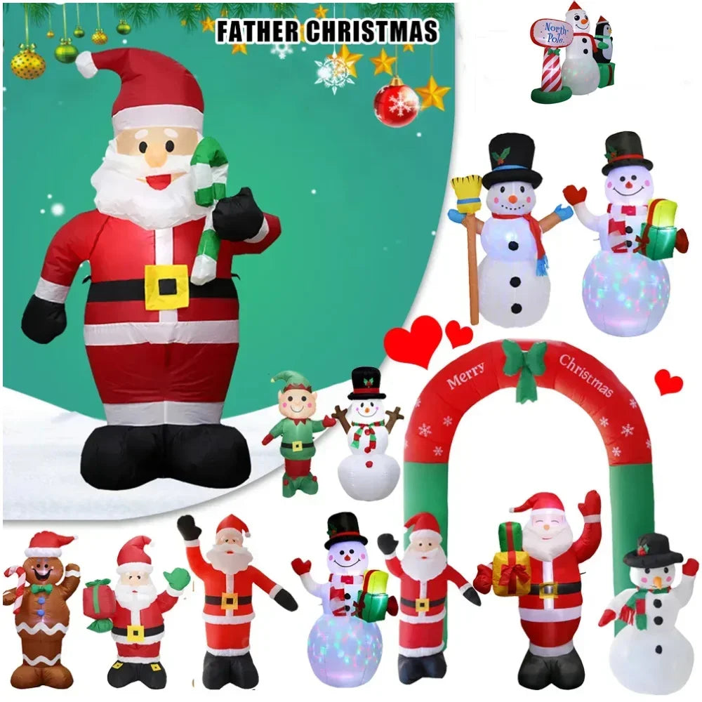 Christmas Inflatables Glowing Snowman Penguins Santa Claus with Built-in LED Decoration for Xmas