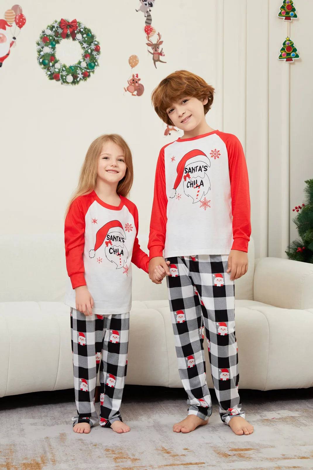 Family Christmas Matching Pajamas Xmas Santa's Child Print Pjs Adult Kids Outfit set Baby Jumpsuit Dog Clothes