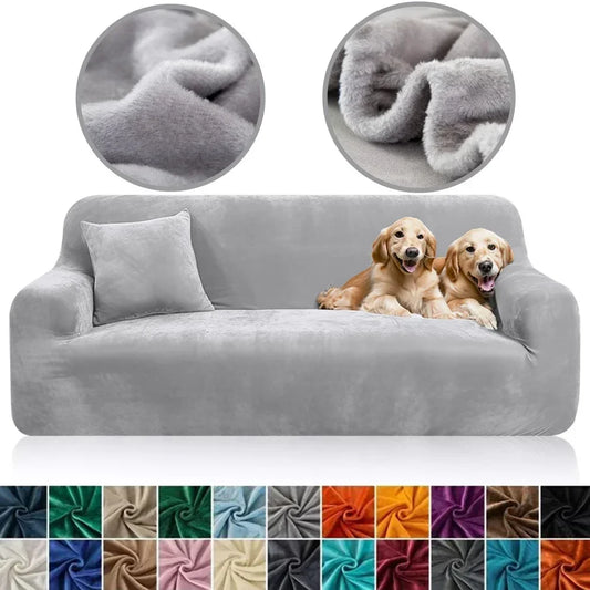 Velvet Plush Sofa Covers 1/2/3/4 Seats Jacquard Solid Couch Cover L Shaped Sofa Cover Protector Bench Covers