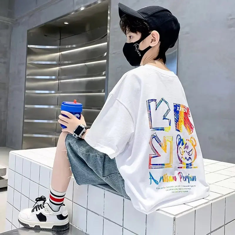 Summer Kids Clothes Streetwear Print Cartoon T Shirt Tops Tees Children Boys Girls Clothes Short Sleeve O-Neck T Shirts