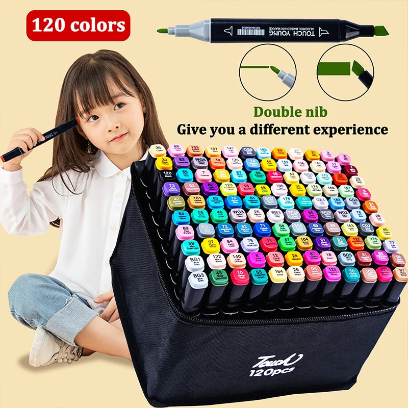 12/24/30/36/40/48/60/80 Colors Double Headed Art Markers Drawing Pen Set Sketching Tip Based Oily Markers Graffiti Manga School