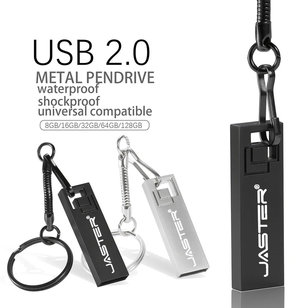 JASTER High-speed High-capacity Music USB Drive 64GB Fashion High Speed Pen Drive 32GB USB Flash Drive 4GB Metal Key Chain Gift