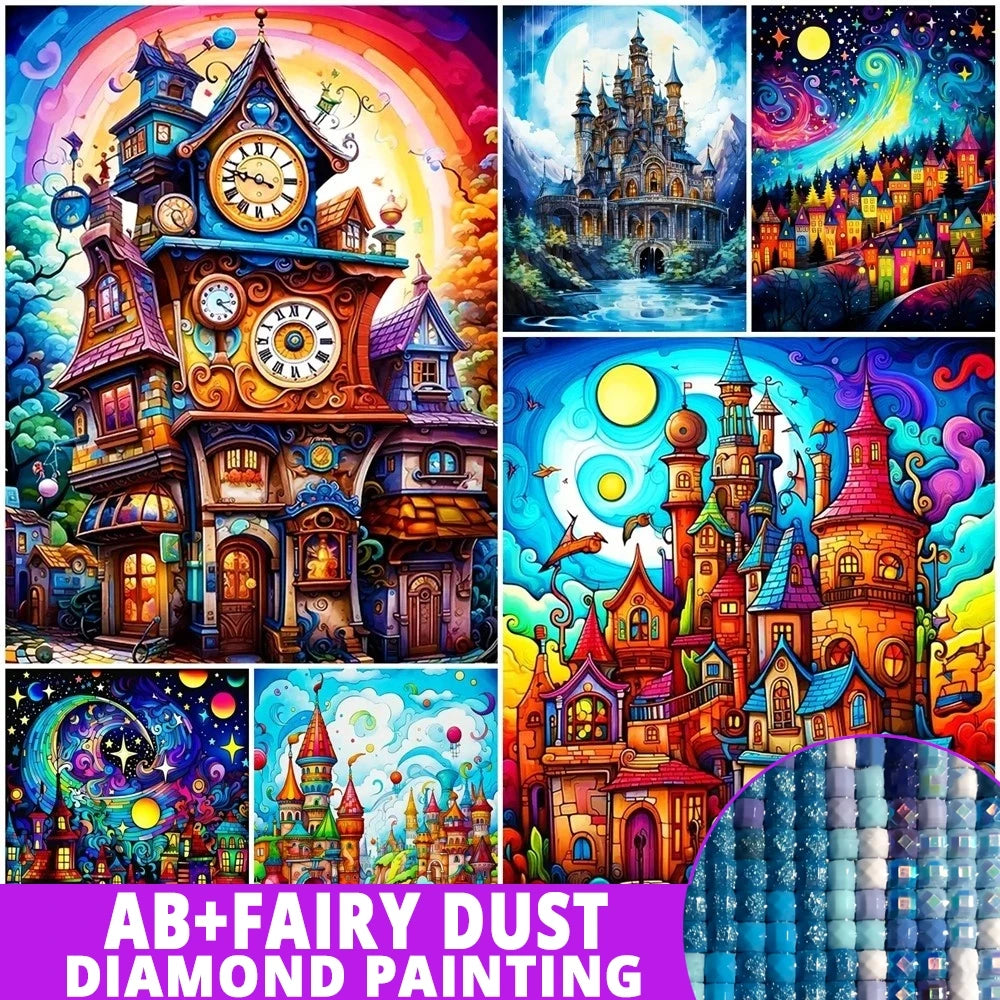 AB Castle Diamond Painting Fairy Dust Display Novelty 2024 Embroidery Scenery Art Full Square Round Drill Mosaic Cartoon Decor