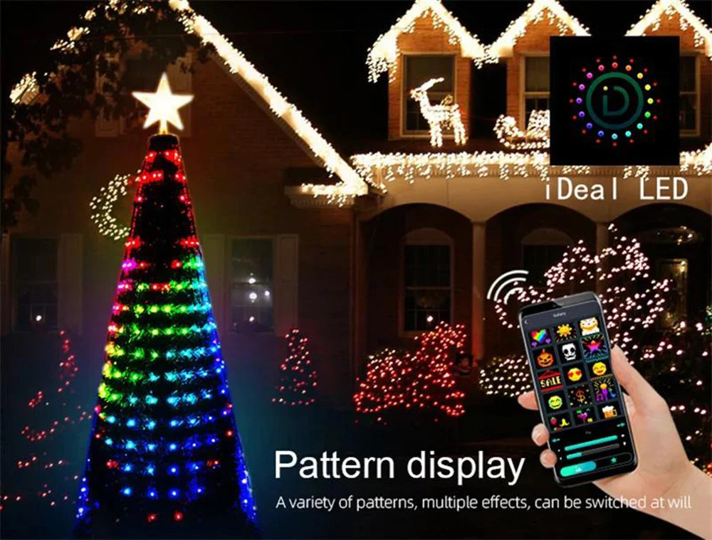 2.1M Smart Christmas Tree Garland LED Fairy String Lights App Remote Control DIY Picture Display for Party Christmas Decoration