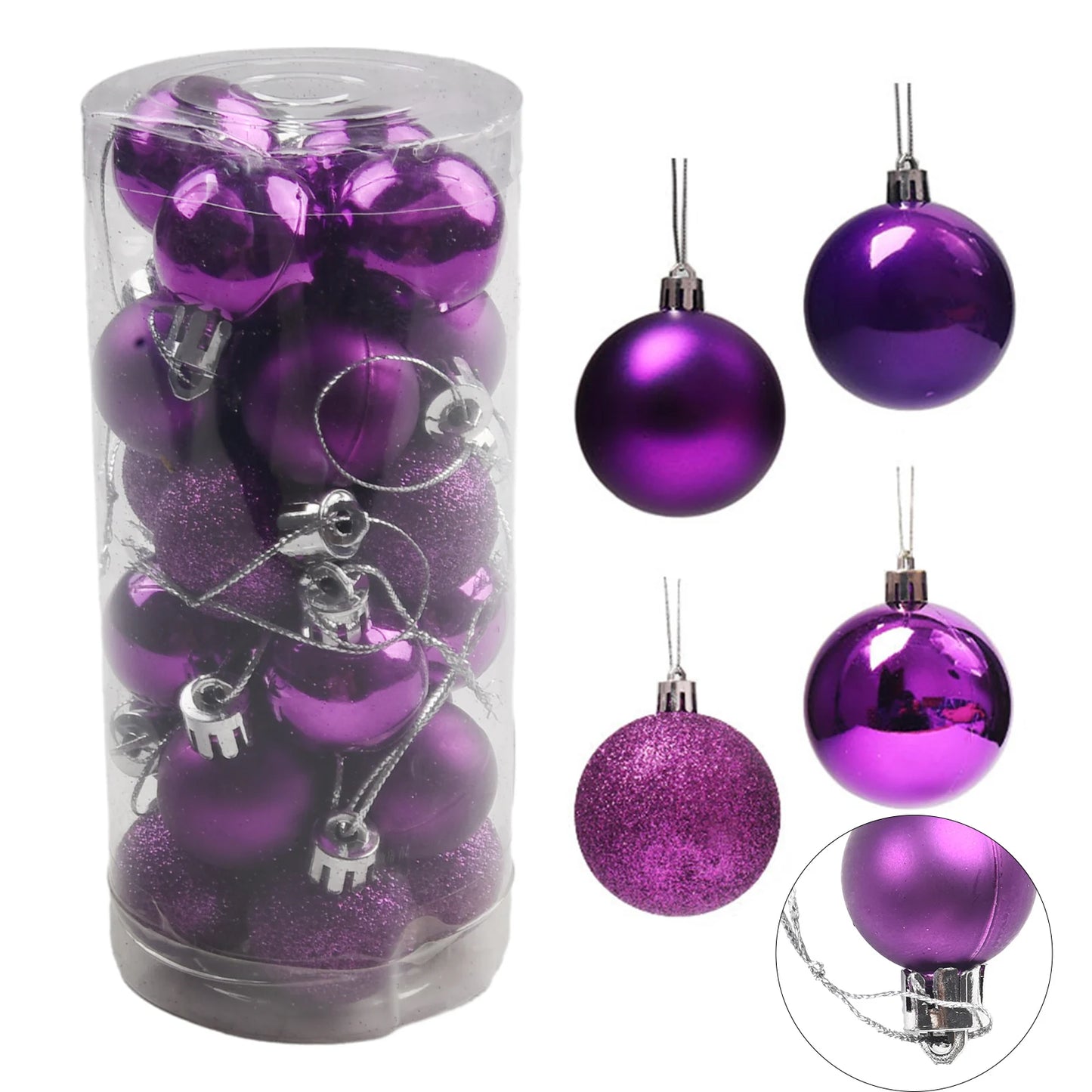 Christmas Ornaments 3cm Hanging Plastic Balls Set Xmas Tree Decorations For Holiday