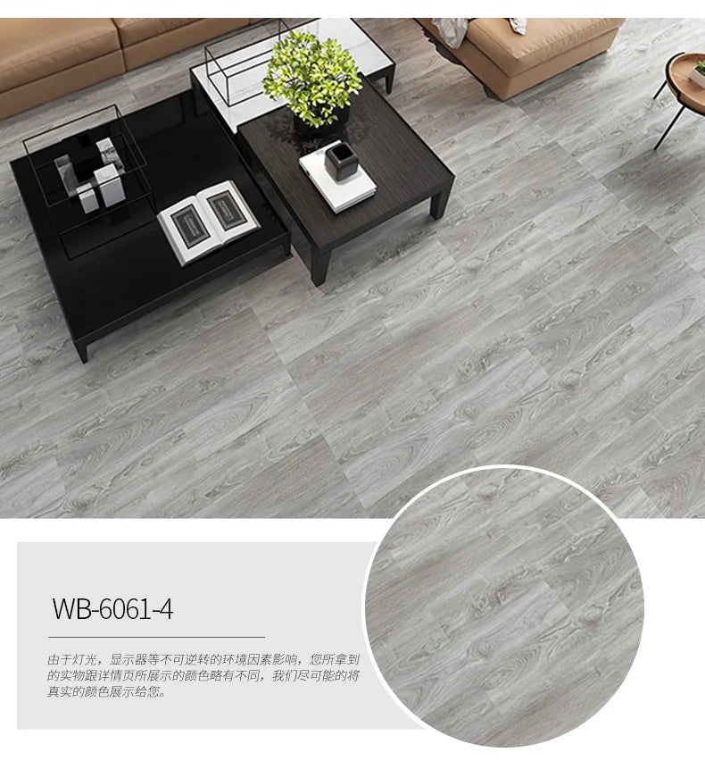 Self-Adhesive Wood Grain Floor Wallpaper Waterproof Wall Sticker Bedroom Living Room Toilet Kitchen Home Decor Floor Sticker