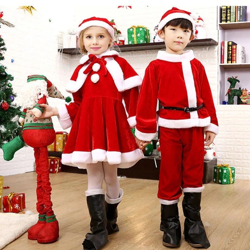 Baby Girls Boys Christmas Cosplay Santa Claus Costume For Kids Xmas Clothes Party Dress