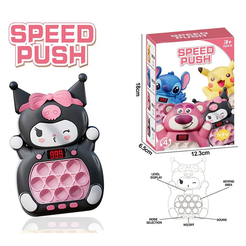 New Kuromi Quick Push Game Pop up Fidget Bubble Electronic Pop it Pro Game Light Stress Relief Toy Adult and Children's Gift Box