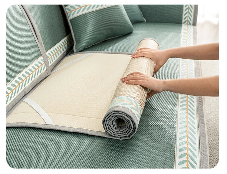 Wormwood Vine Mat Sofa Cushion Summer Ice Silk Non-slip Sofa Cover Couch Covers for Sofas Cool Feeling