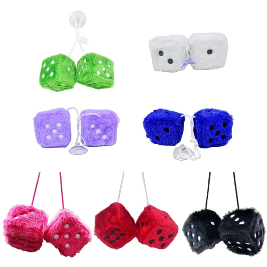 4/6cm Fuzzy Multicolor Plush Dices Car Hanging Pendant New Year Dice Velvet Dice Model Decoration Rearview Mirrors Styling