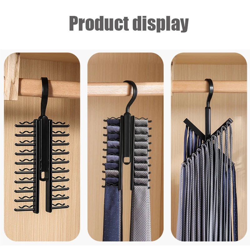 20 Row Men's Tie Storage Rack Adjustable Tie Hanger Rack Multifunctional Scarf Hanger Closet Holder Household Organizer Rack