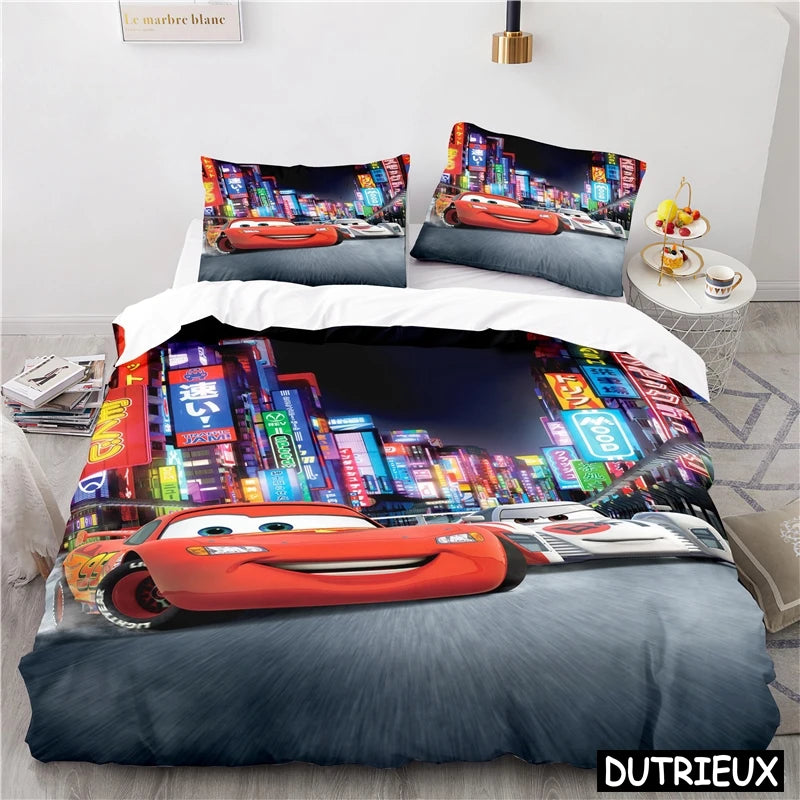 Comforter Cover Lightning McQueen Mater 3D Print Bedding Set Comforter Cover With Pillowcase Soft Duvet Cover Set For Children Boys Gift