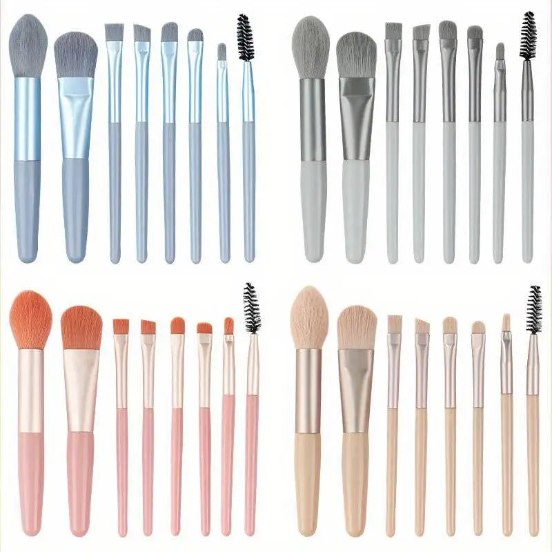 8PCS Makeup Brushes Set for Cosmetic Concealer eyelashes Blush Loose Powder Eyeshadow Women Soft fluffy Blending Beauty Tools