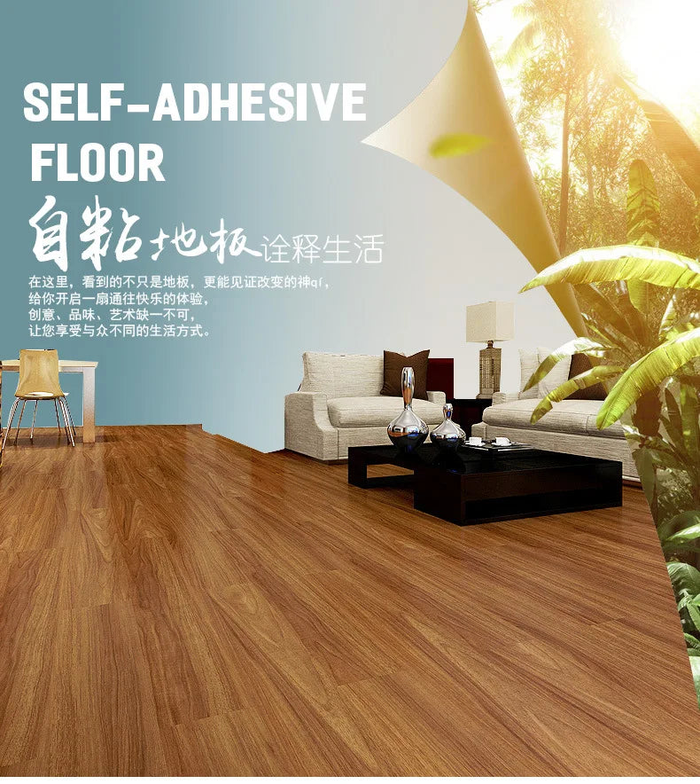 Wood Grain 3D Self-Adhesive Floor Wallpaper Modern Wall Sticker Waterproof Living Room Toilet Kitchen Home Decor Floor Sticker