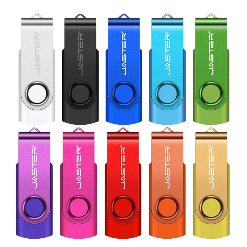 JASTER Free Key Chain USB Flash Drive 128GB Plastic Pen Drive 64GB for Laptop Memory Stick 32GB Rotatable Creative Business Gift