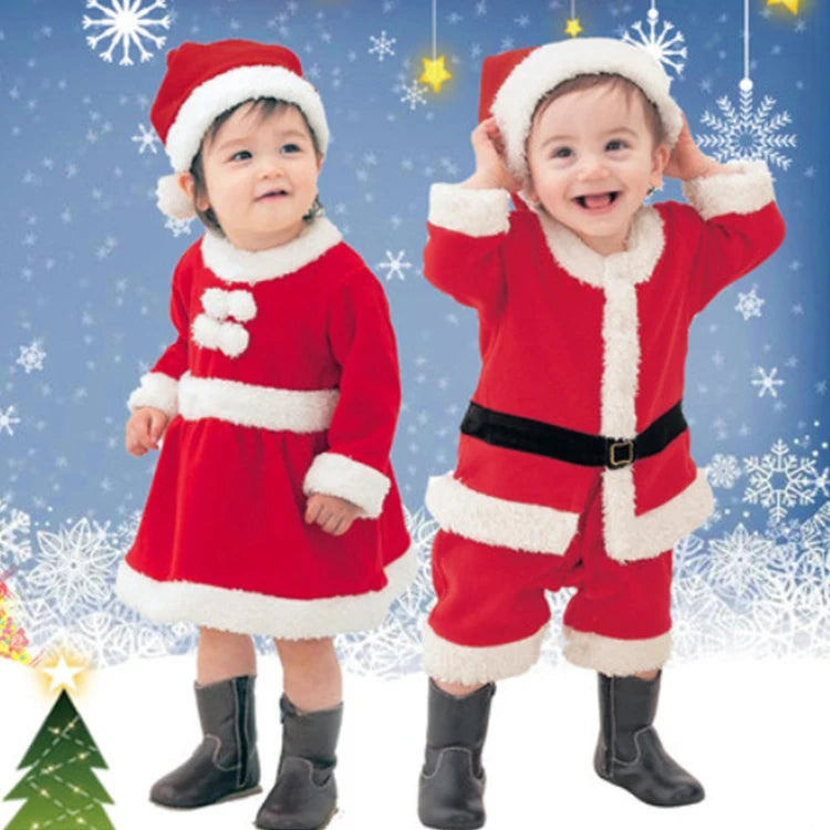 Baby Girls Boys Christmas Cosplay Santa Claus Costume For Kids Xmas Clothes Party Dress