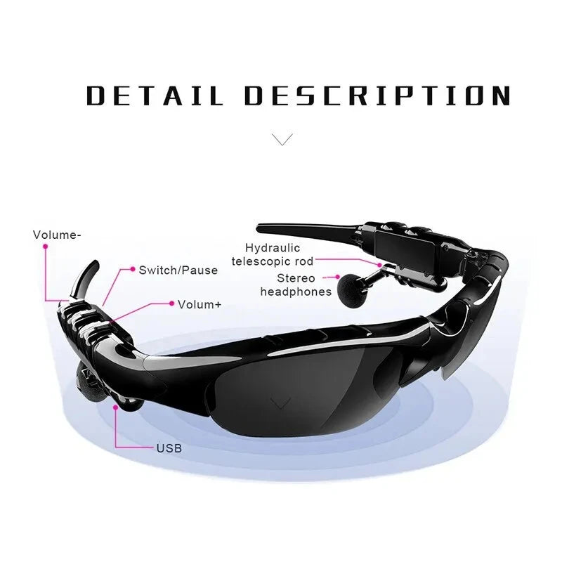 Sunglasses Wireless Headset with Mic Glasses Sunglasses for Driving Cycling Sports Noise Reduction Headphones