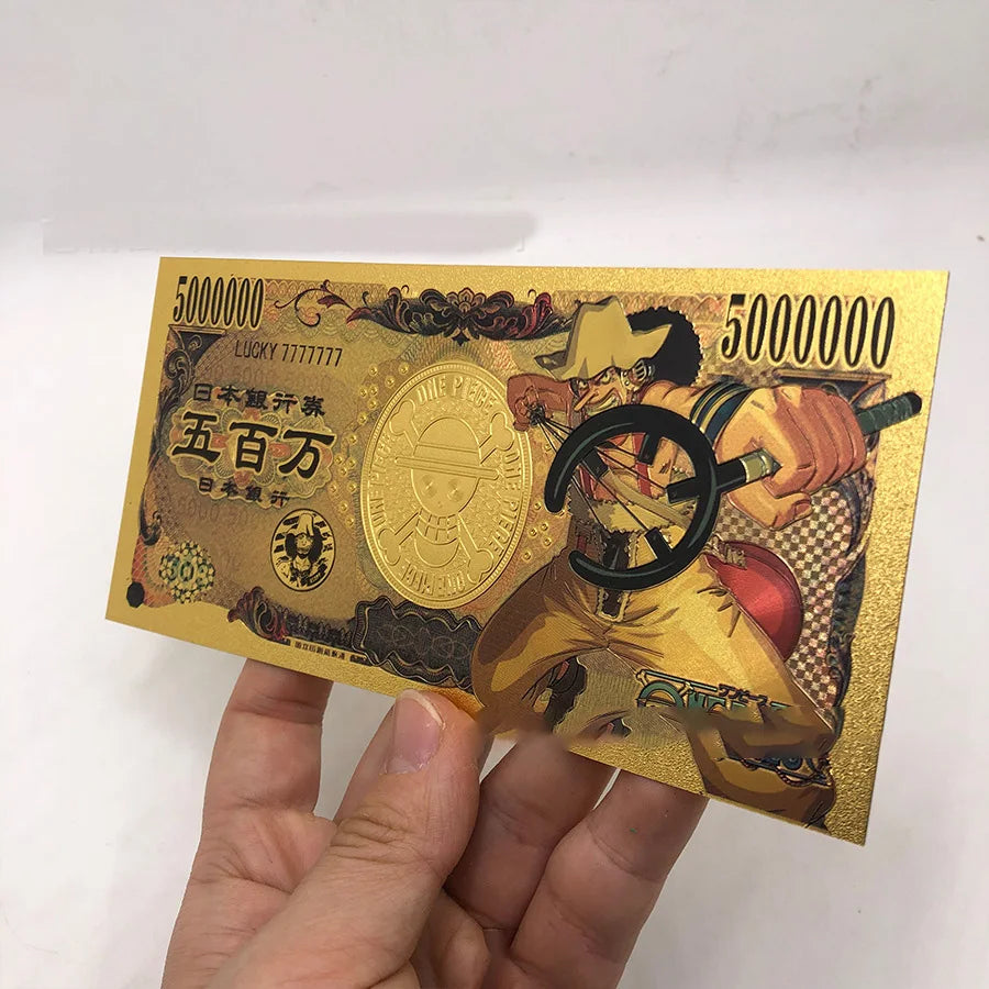 Anime One Piece Toy Golden Cards PVC Zoro Luffy Nika 10 Kinds New Commemorative Banknote Collections Toys Gifts For Party