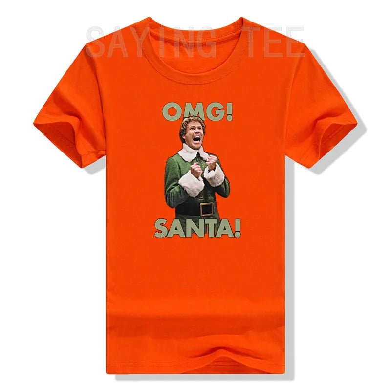 OMG Elf Adult Christmas T-Shirt Funny Xmas Costume Gifts Streetwear Clothes Men Family Matching Christmas T-Shirt