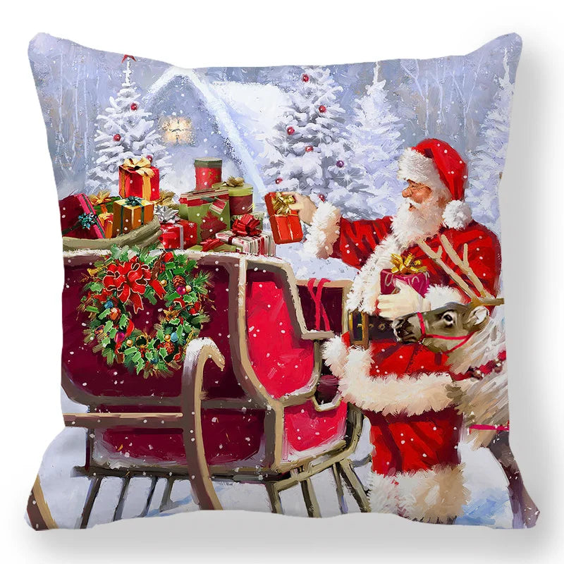 Christmas costume Santa and elk 45x45cm cushion cover ornament Natal Adornos de Navidad