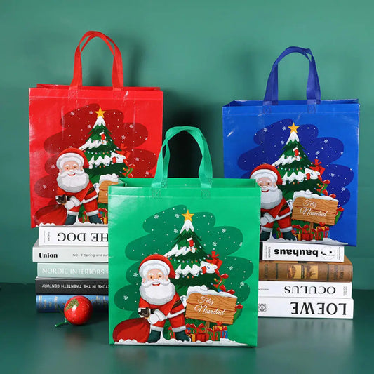 Non Woven Fabric Waterproof Gift Tote Bag Christmas Party Folding Bag Clothing Storage Bag Christmas Print Package Gift Bag