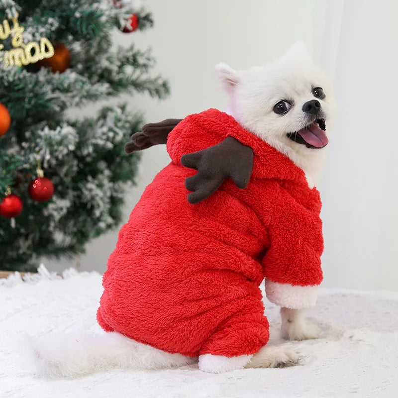 Dog Christmas Costume Dogs Elk Santa Claus Dog Cats Coat Hoodies Christmas Dogs Costume