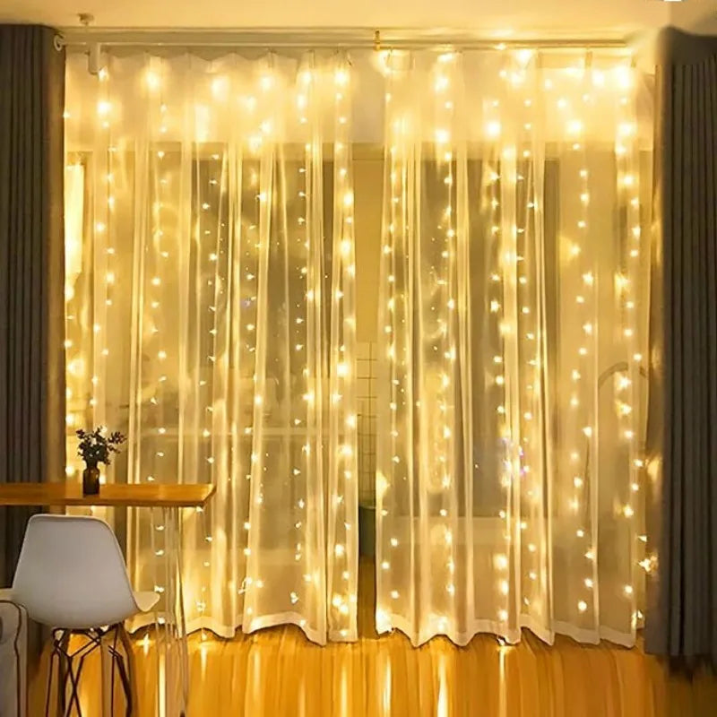 Christmas Home Bedroom Decorations USB Curtain LED String Lights Remote Control New Year Xmas Party Decor Noel Navidad