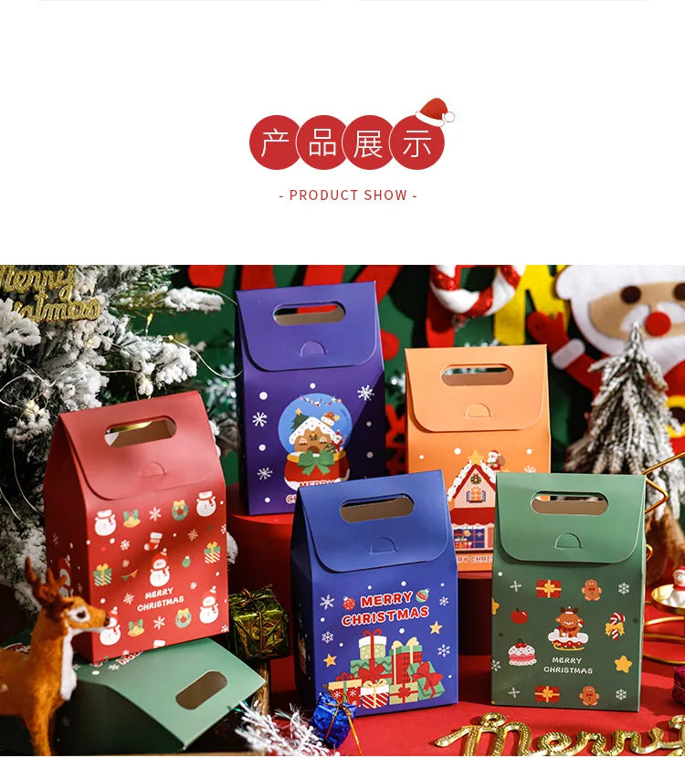 10pcs Christmas gift bag small gift biscuits snowflake crisp biscuits colourful box Christmas Eve candy box portable box