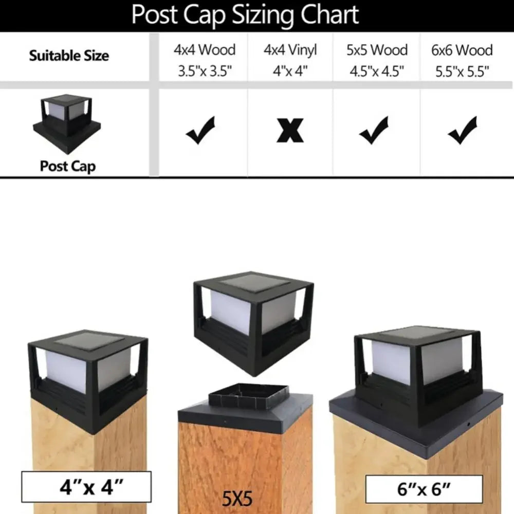 Solar Gate Lamp Outdoor Waterproof Post Villa Column Lamp Fence Gate Pillar Head LED