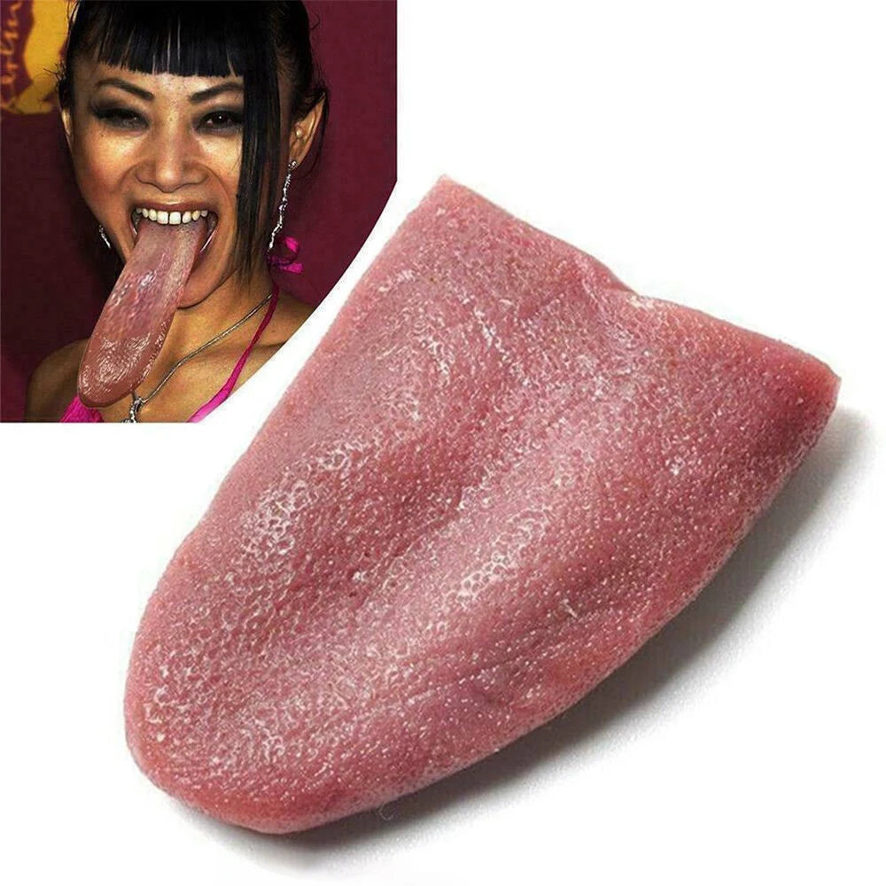 Fake Tongue Prank Steel Needle Tongue Piercing Magician Props Halloween Fool's Day Trickery Toys