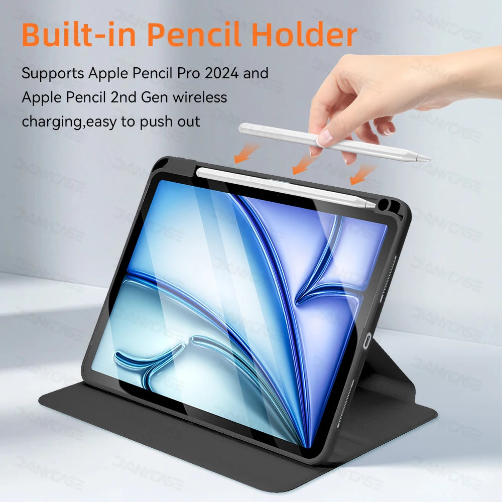 For iPad Air 11 M2 Case 2024 Pro M4 360° Rotation Cover for Air 5/4 iPad 10th 10.9in Mini 6 7/8/9th 10.2in Pro12.9 Tablet Cover