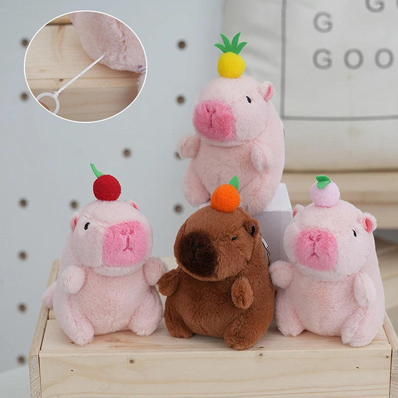 1Pcs Cute Capybara Plush Keychain Toy Realistic Capibara Stuffed Animals Toy Capybara Backpack Pendant Kids Birthday Gift