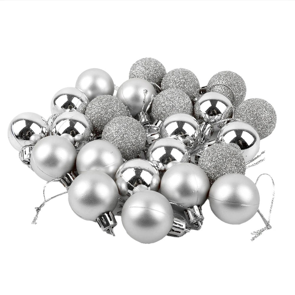 Christmas Ornaments 3cm Hanging Plastic Balls Set Xmas Tree Decorations For Holiday