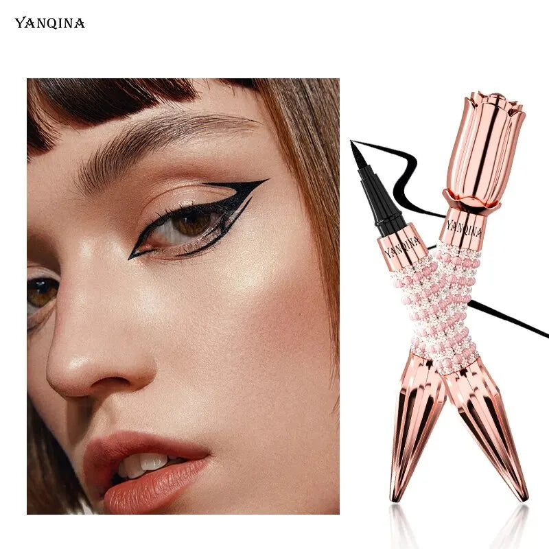 YANQINA Precision Liquid Eyeliner Pen - Long-lasting, Waterproof, Transfer-proof, Quick-Dry Black Eyeliner with Sparkling Design