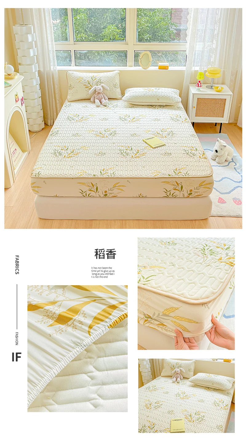 Natural Latex Thicked Summer Cooling Mat for Bed Soft Cool Feeling Fitted Sheet and Pillowcase Matress Cover Grade A Summer Mats