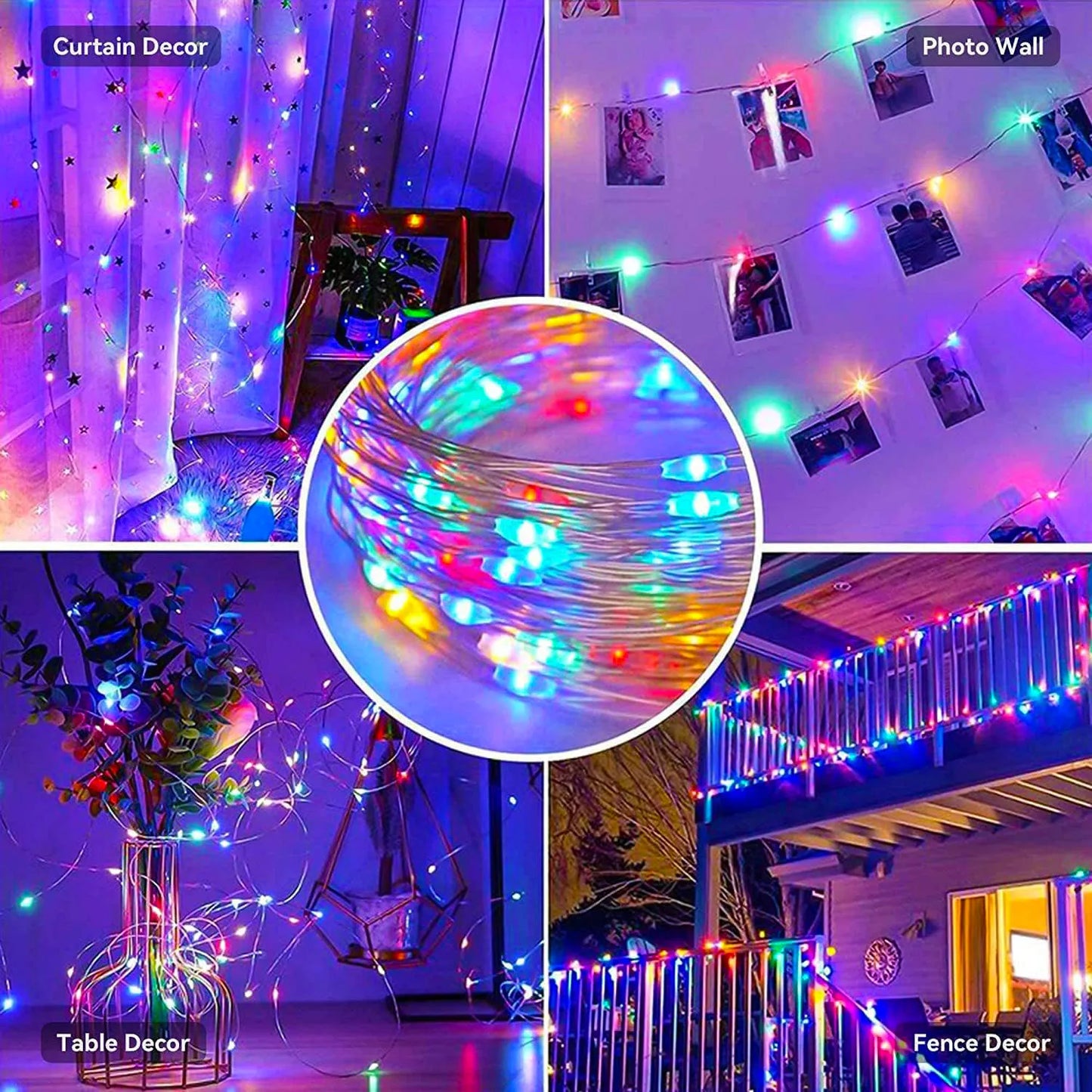 Solar String Lights Outdoor LED Waterproof Twinkle Lights Copper Wire 8 Modes Fairy Lights for Xmas Tree Garden Party Wedding