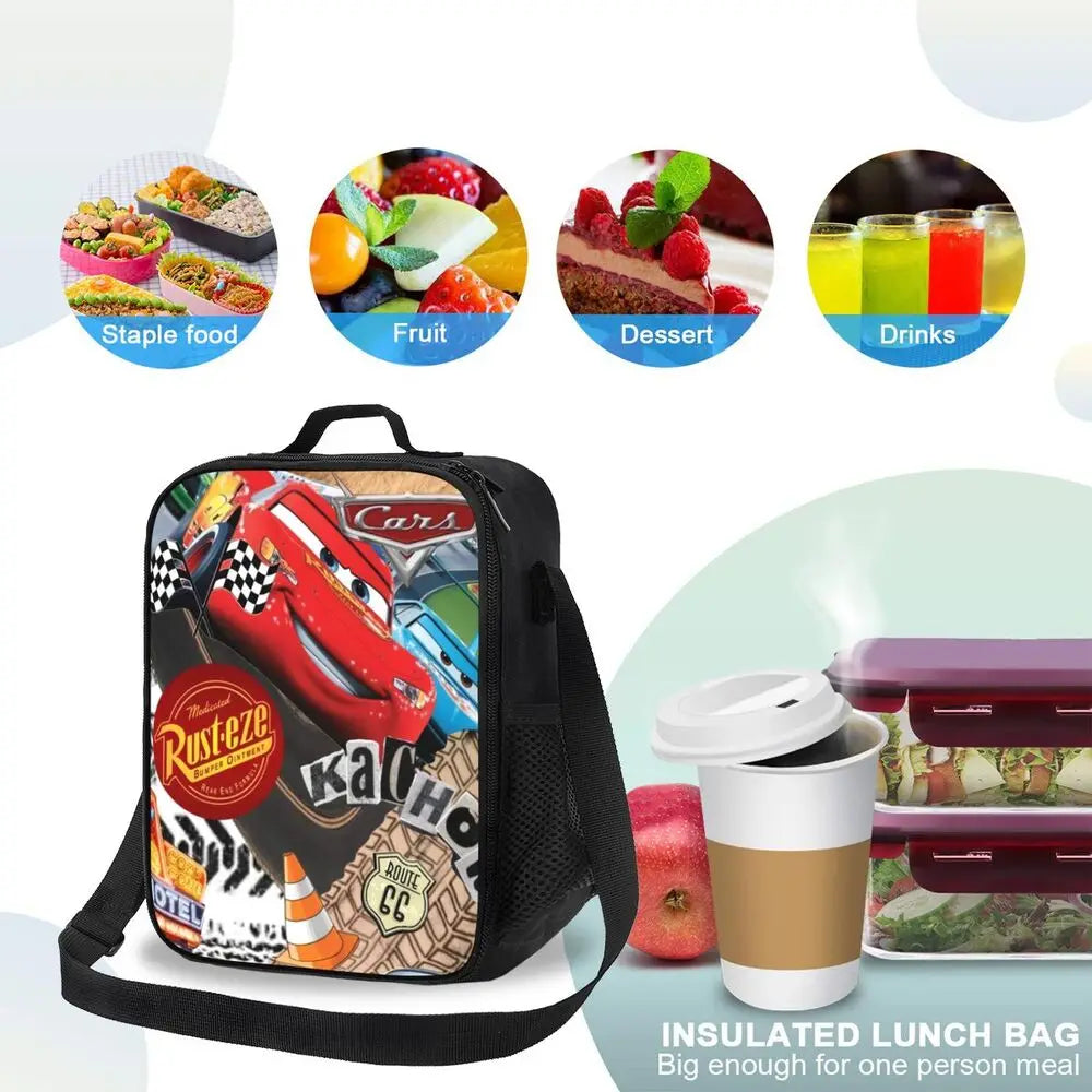 Lightning McQueen Racer Thermal Insulated Lunch Bag Women Lunch Tote for Kids School Children Storage Bento Food Box