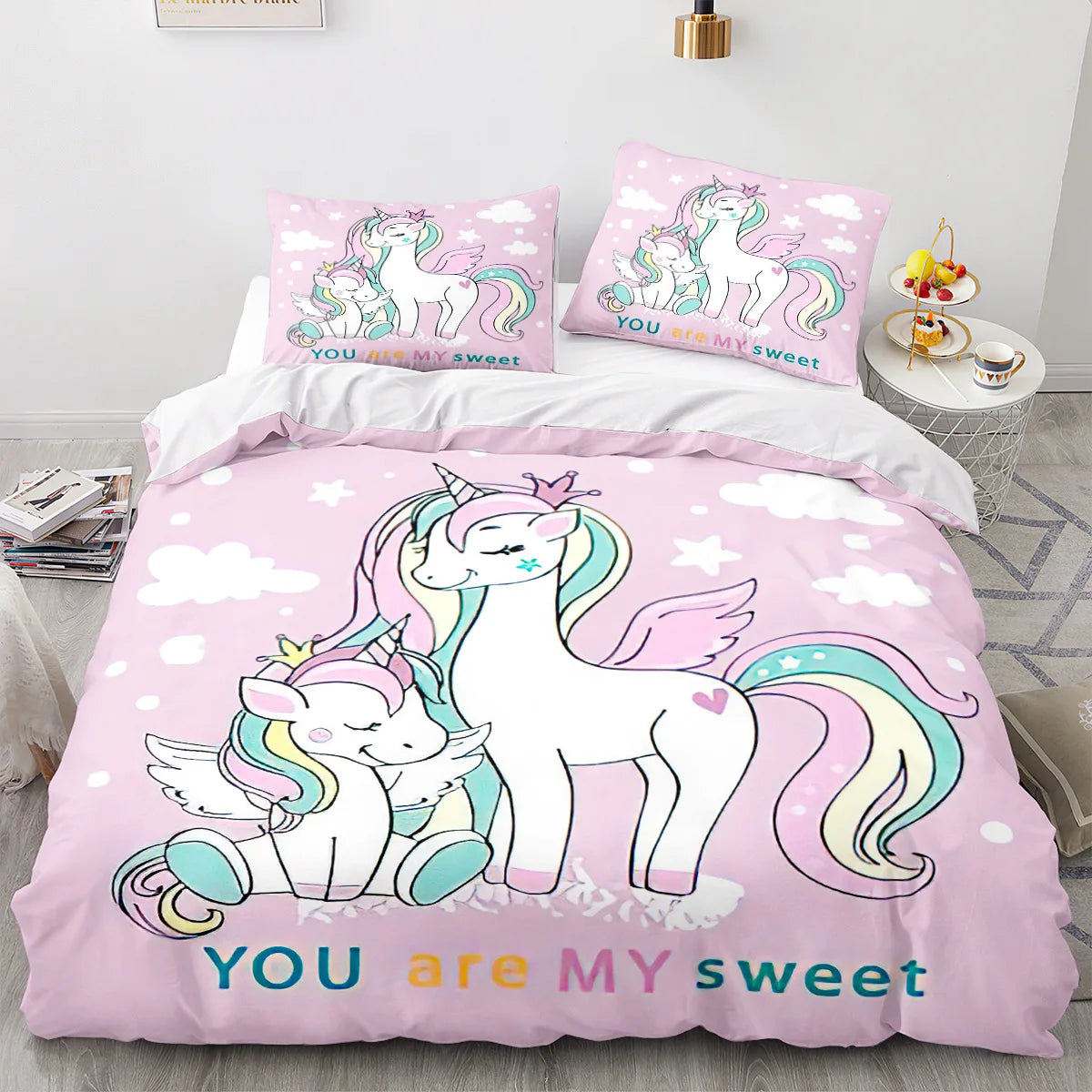 Unicorn Duvet Cover Set Single Double Twin Size Home Decor For Girls Kids Adults Cute Unicorn Bed Linen Kawaii Bedding Set