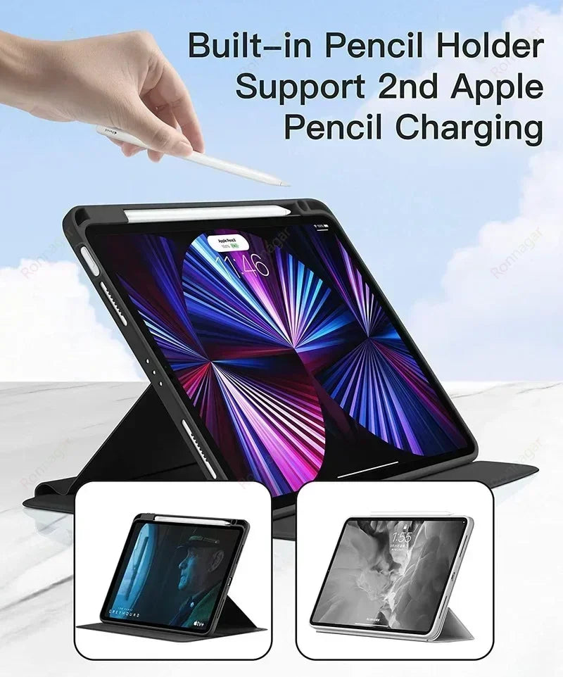 For iPad Air11 M2 Air13  iPad Air4 5 10.9'' 10th 360° Rotating Hard Back Shell Cover for iPad Pro 11 M4 Case 2024/2022/2021/2020