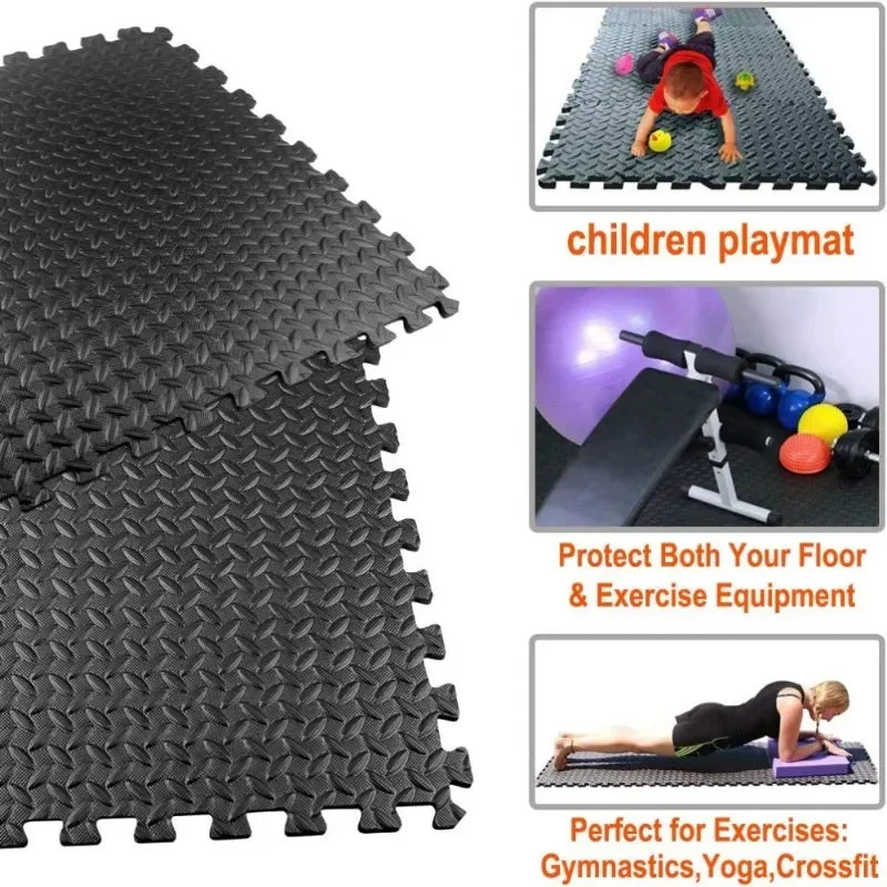 8PCS 30*30cm Sports Gym Mat Protection EVA Leaf Grain Floor Mats Yoga Fitness Non-Slip Splicing Rugs Thicken Shock Room Workout