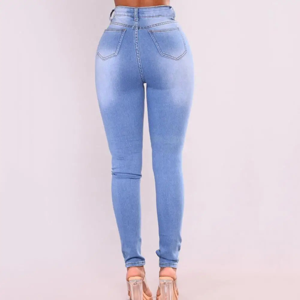 European and American Style Cotton Denim Jeans with High Waist Elasticity Black Jeans Pants Slouchy Jeans